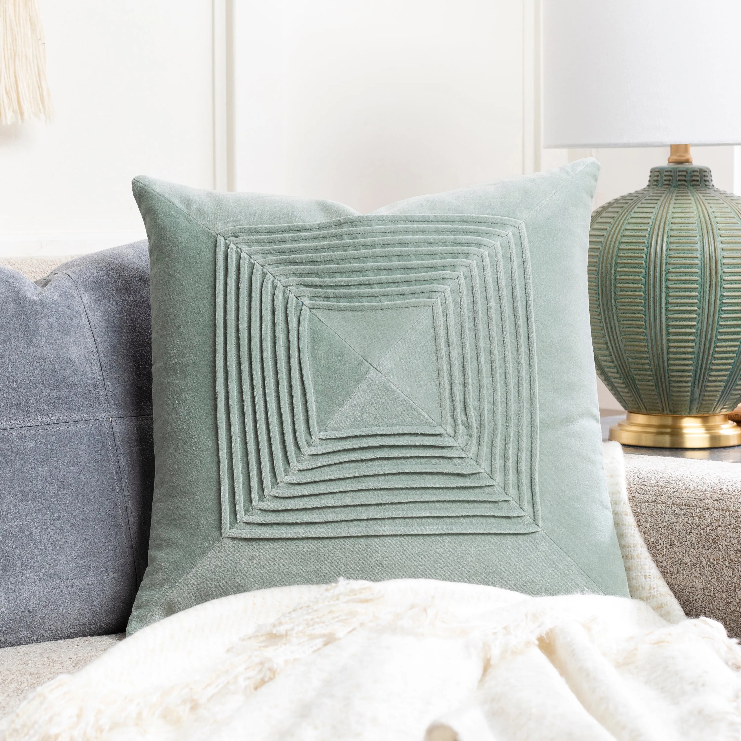 Akira Pleated Velvet Pillow