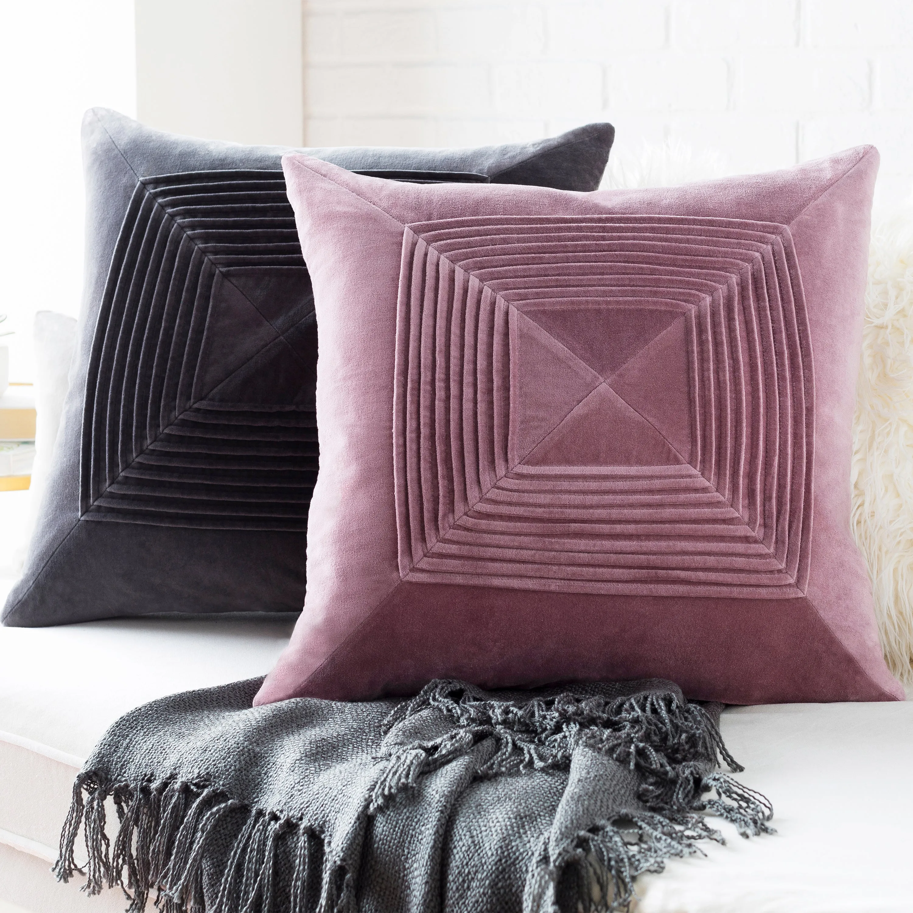 Akira Pleated Velvet Pillow
