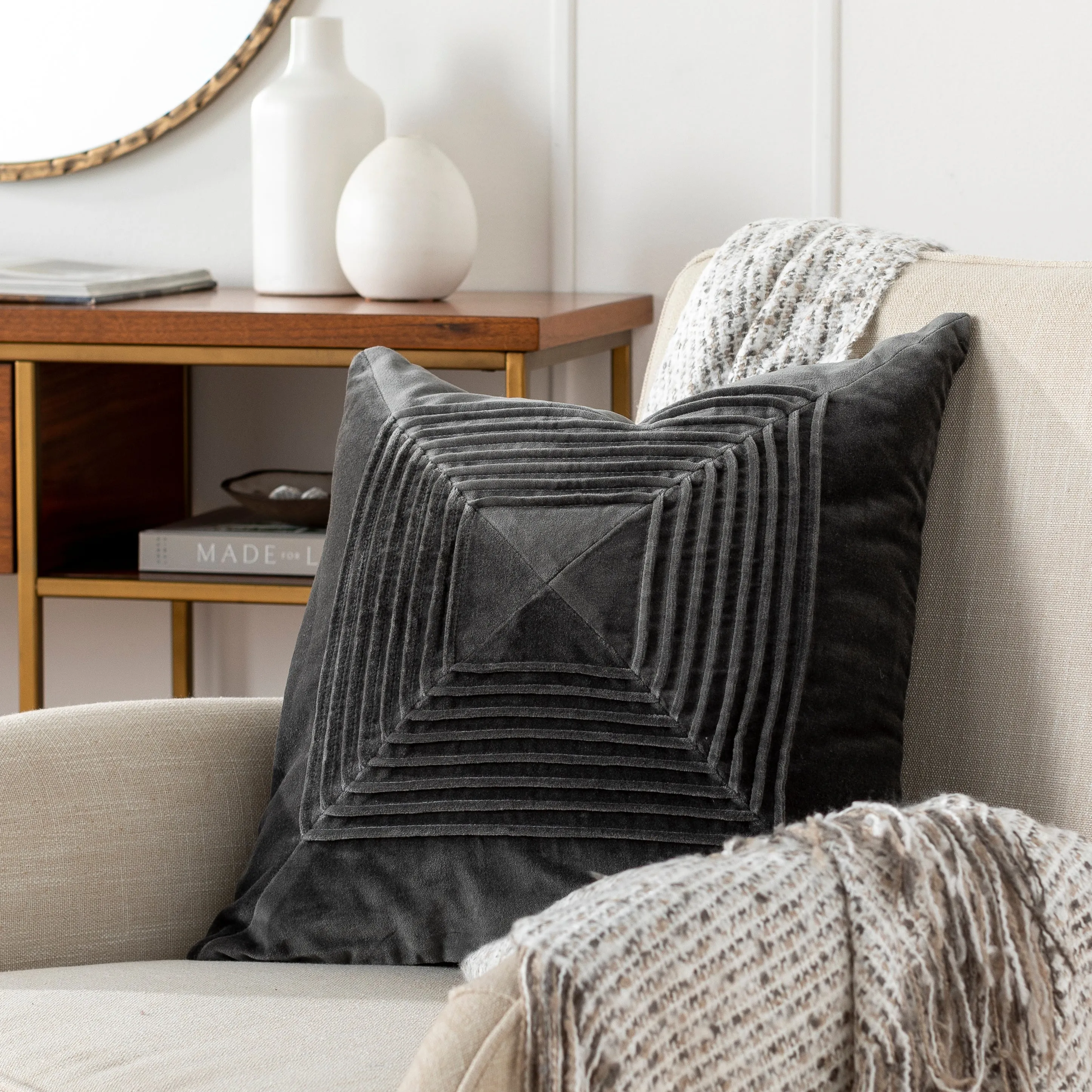 Akira Pleated Velvet Pillow