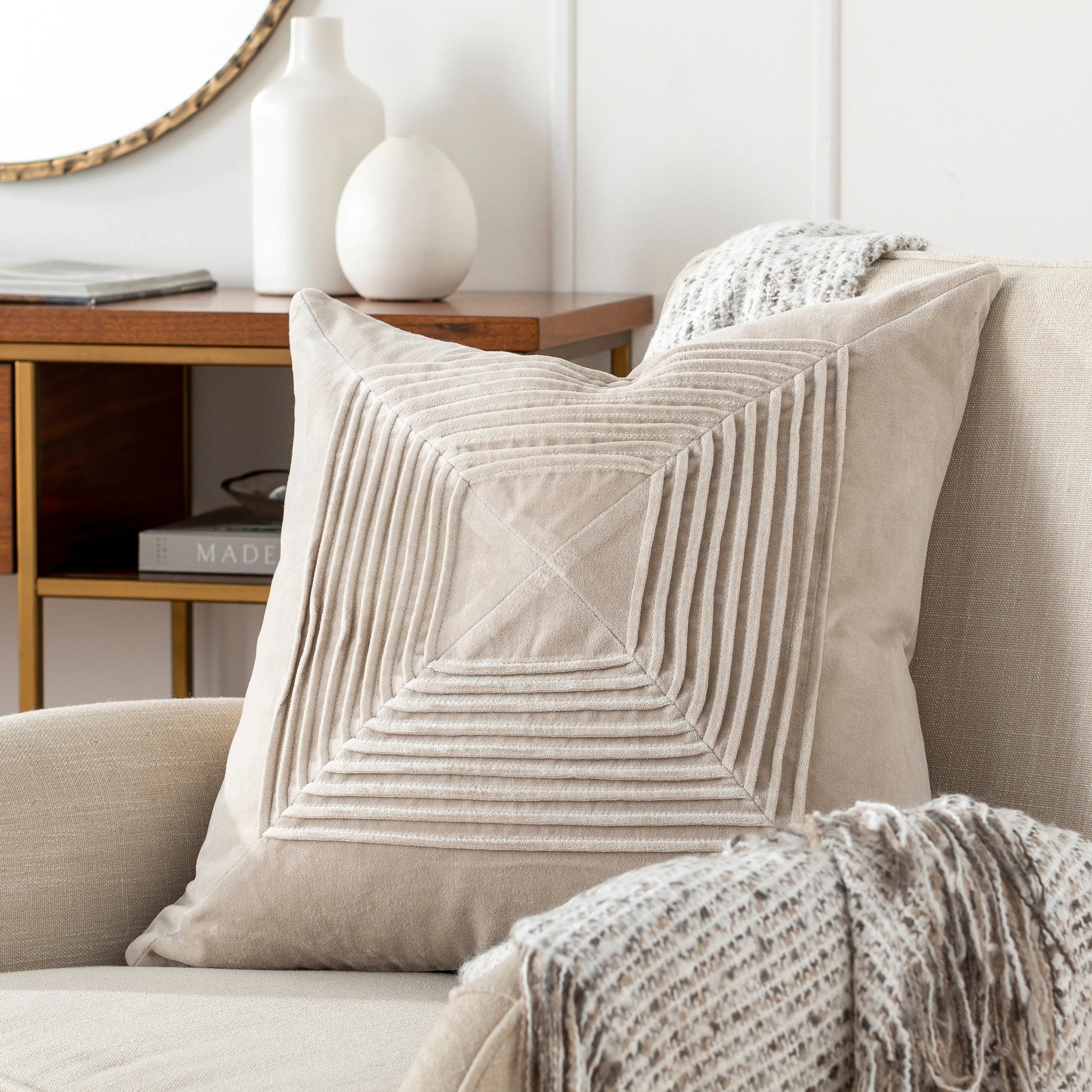 Akira Pleated Velvet Pillow