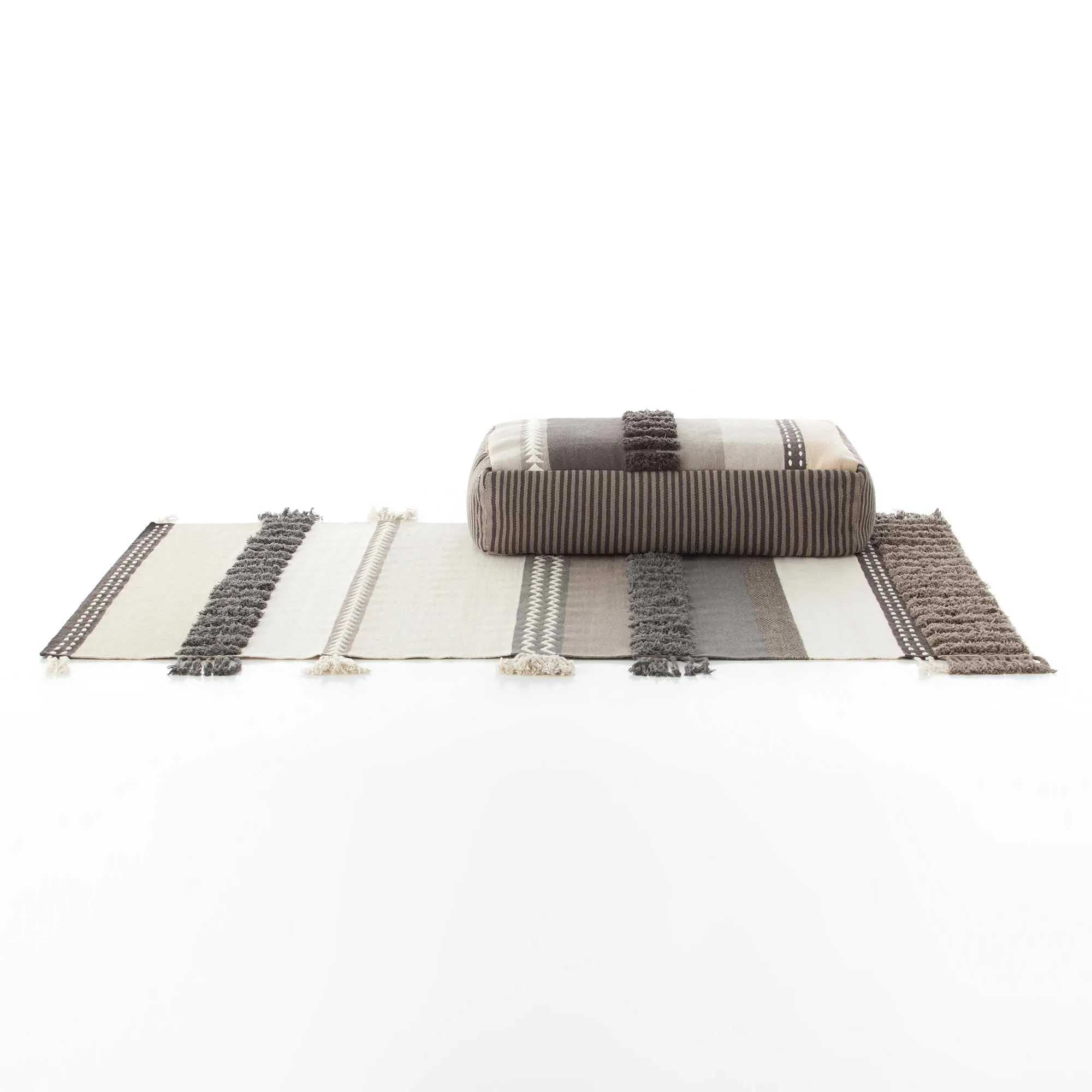 Alexandra Neutral Pouf Ottoman