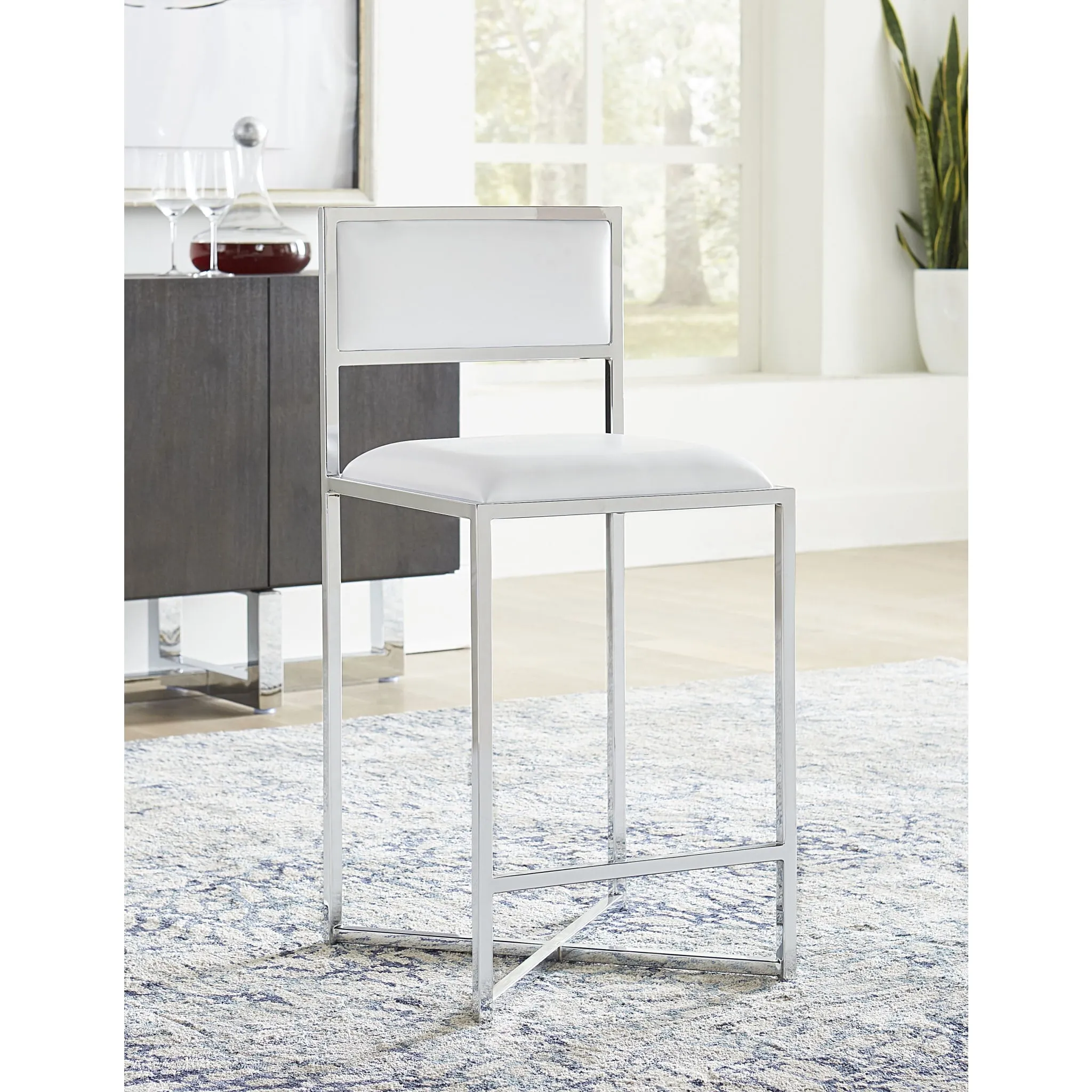 Amalfi X-Base Counter Stool in White Leather Modus