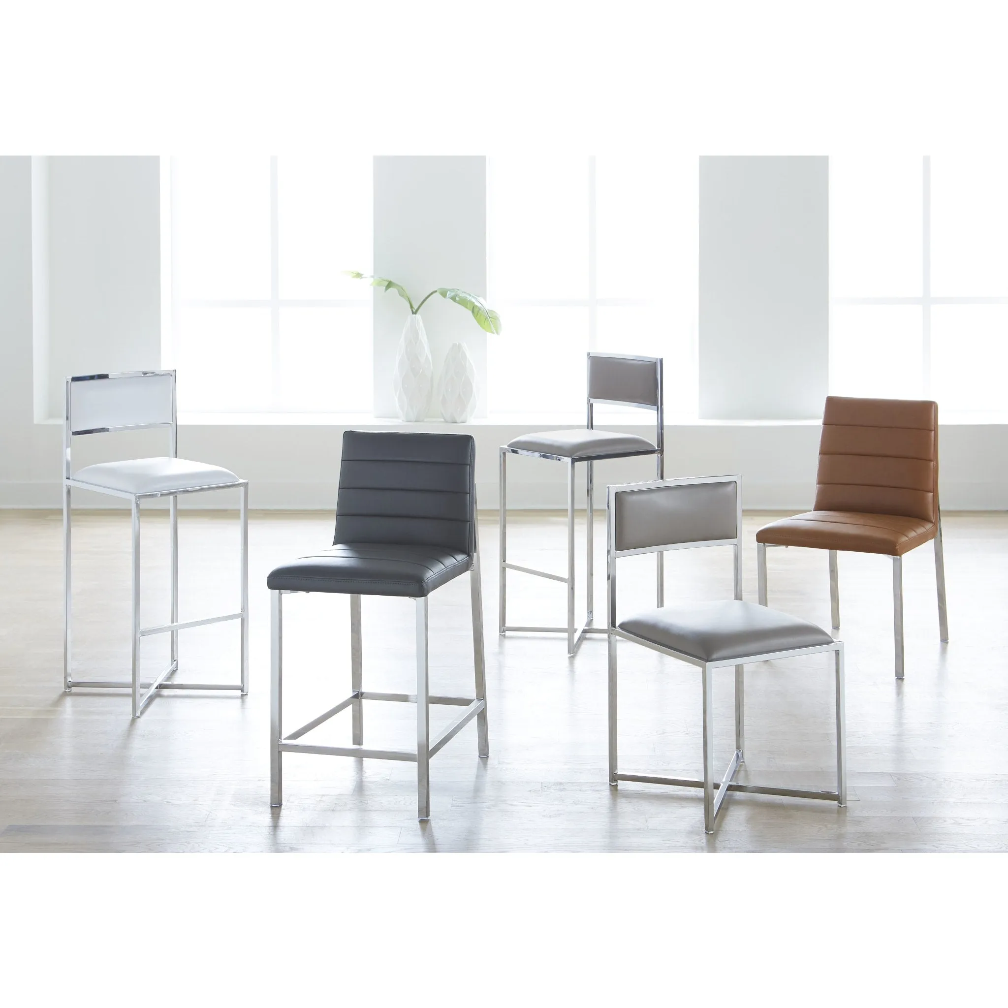 Amalfi X-Base Counter Stool in White Leather Modus