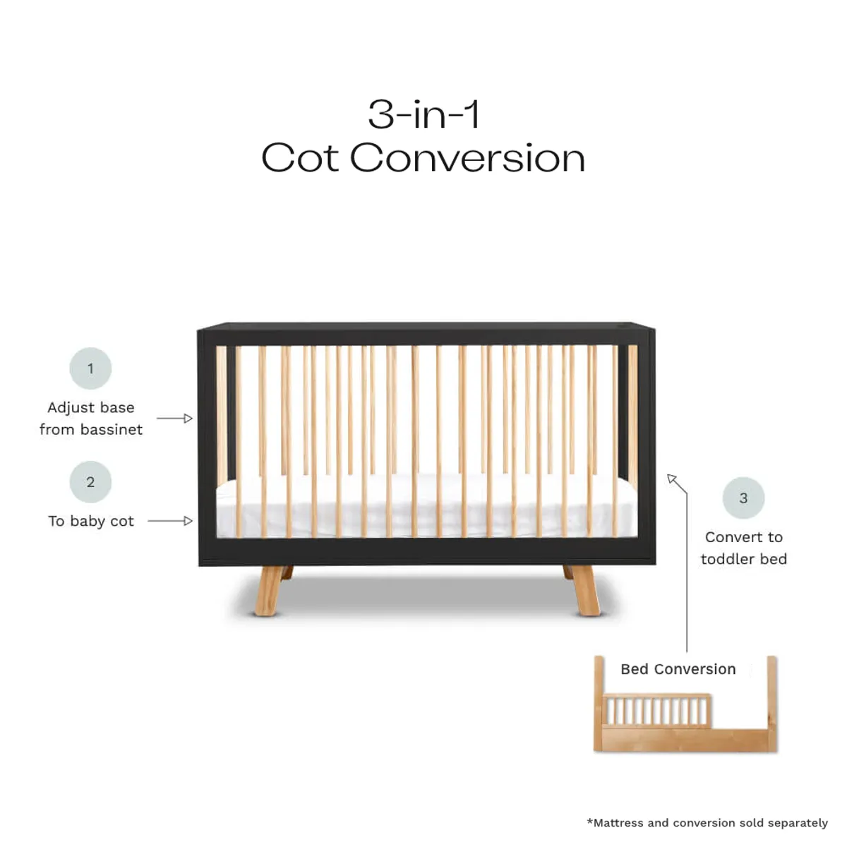 Aspen Classic Cot - Black/Natural Mocka