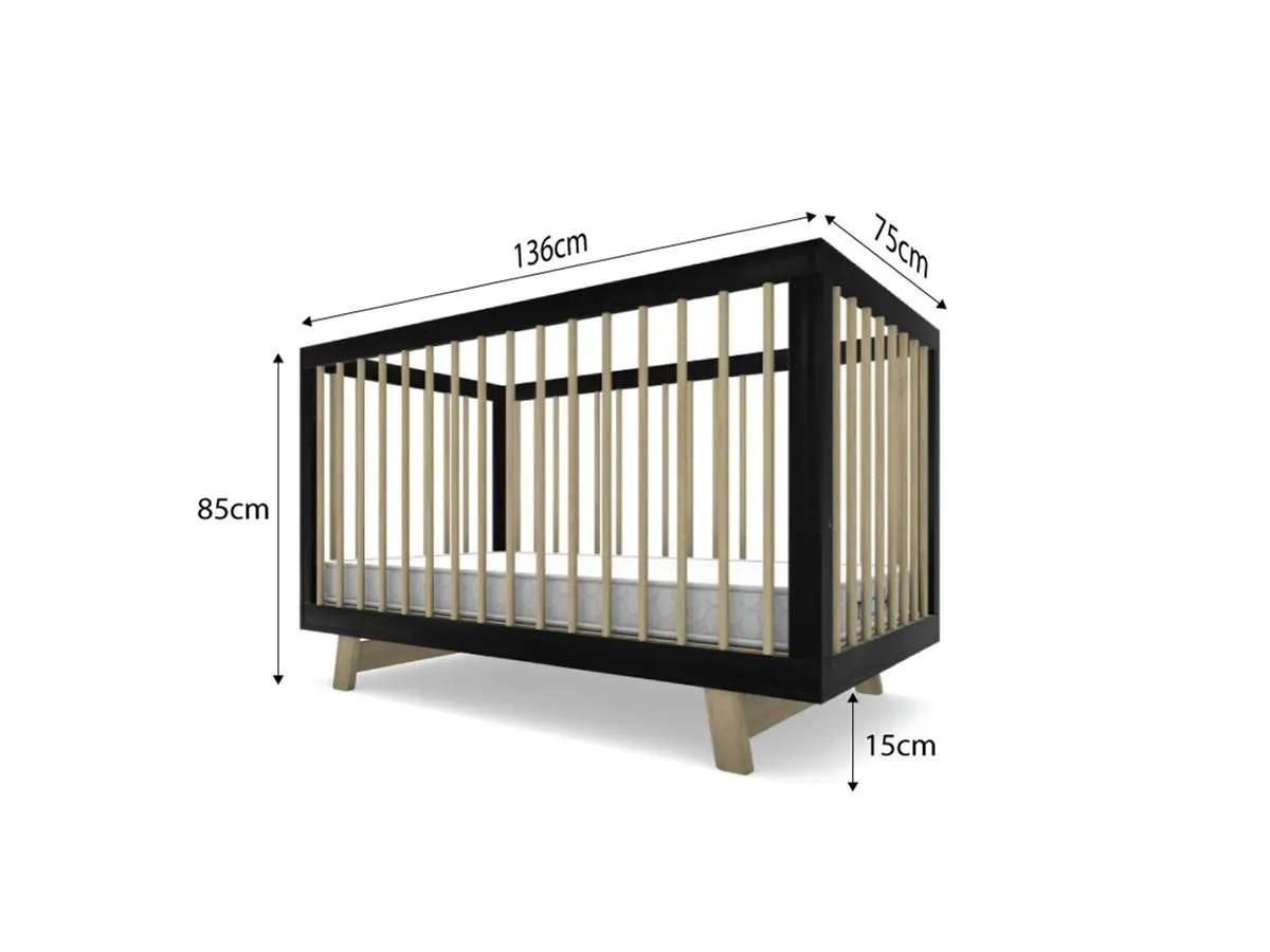 Aspen Classic Cot - Black/Natural Mocka