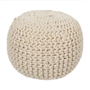 Beige Wool Pouf