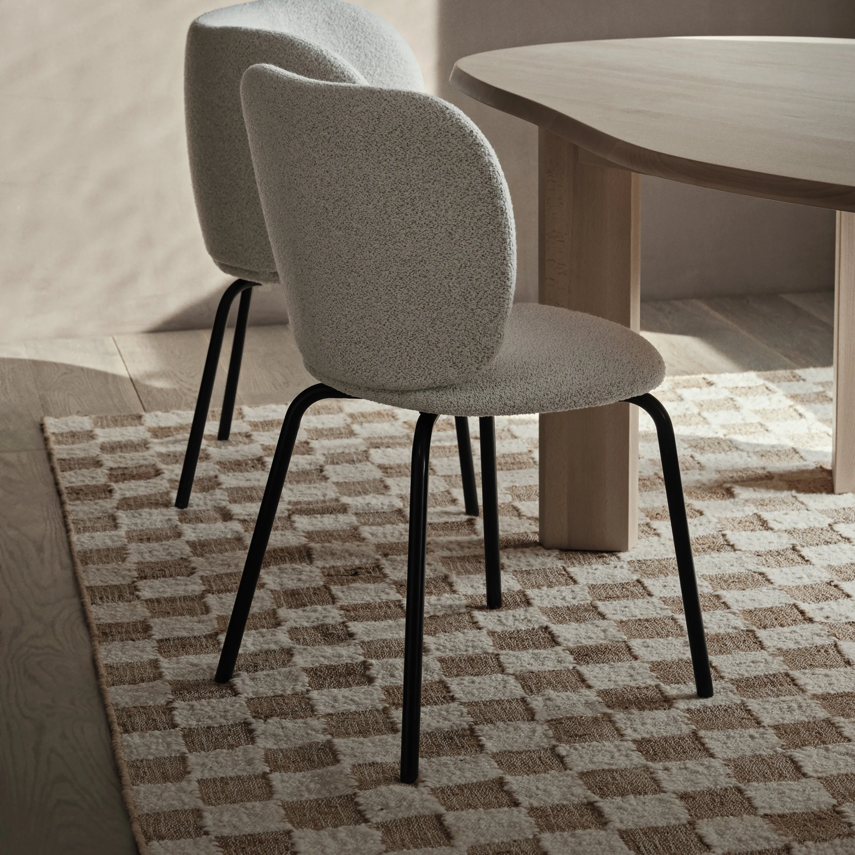 Check Wool Jute Rug