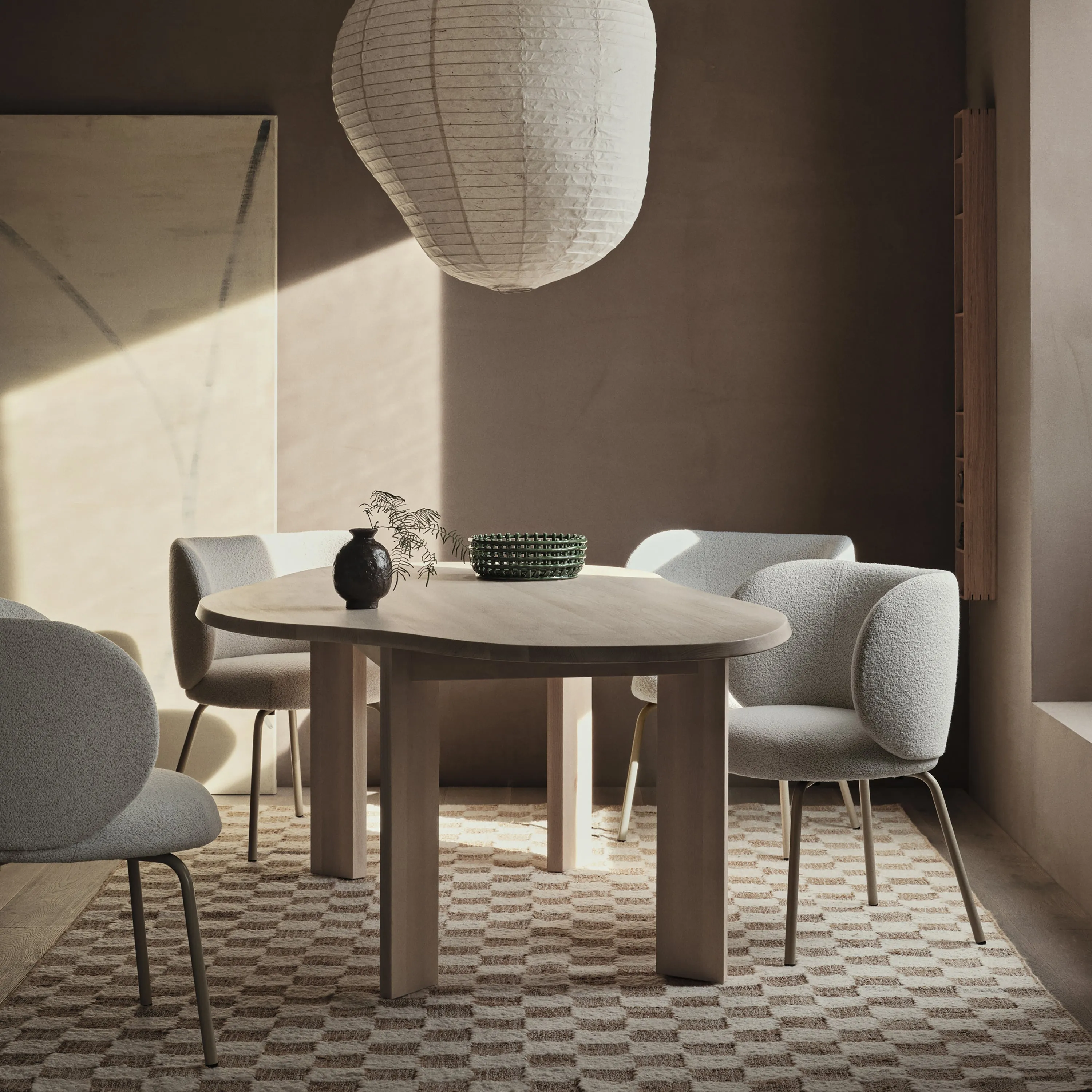 Check Wool Jute Rug
