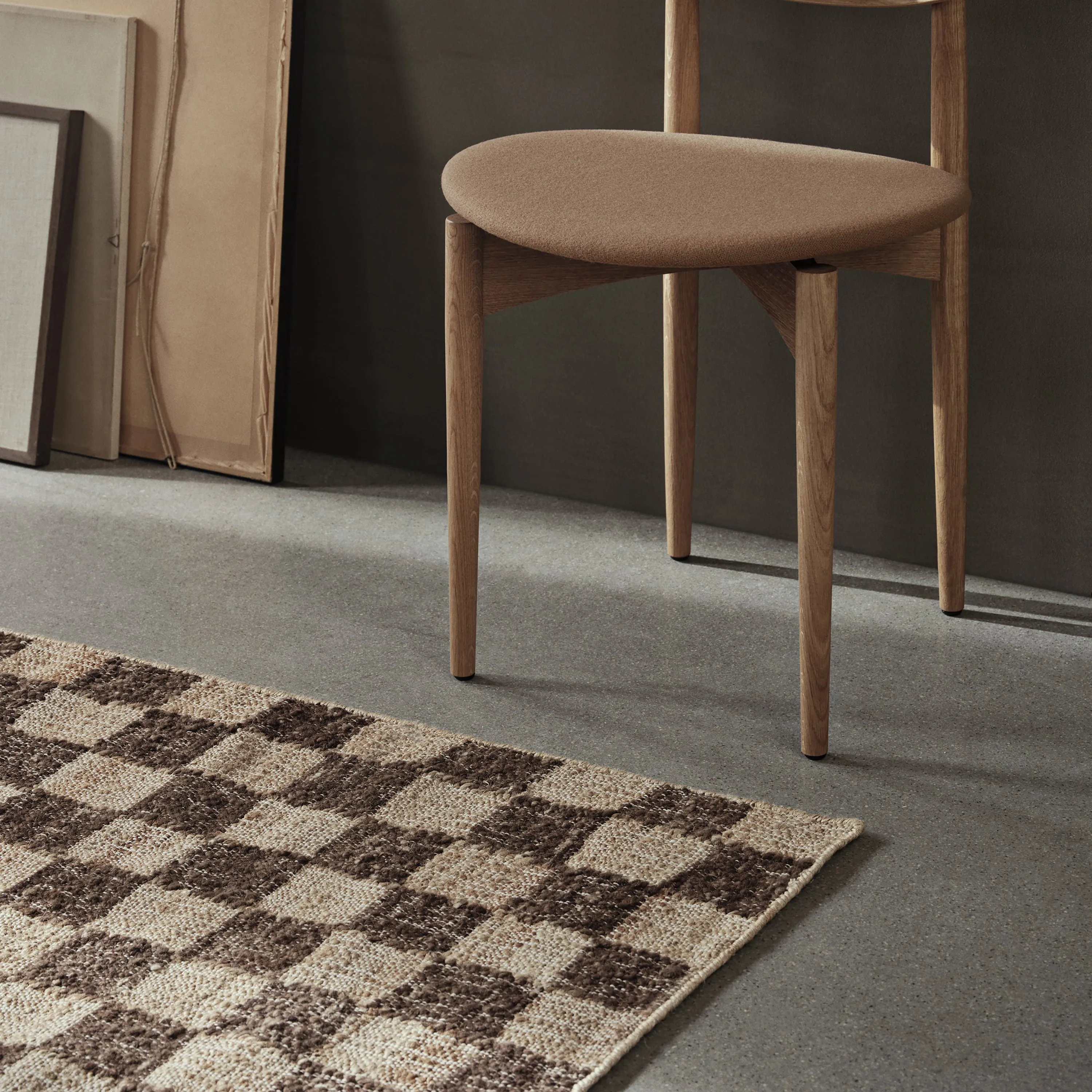 Check Wool Jute Rug