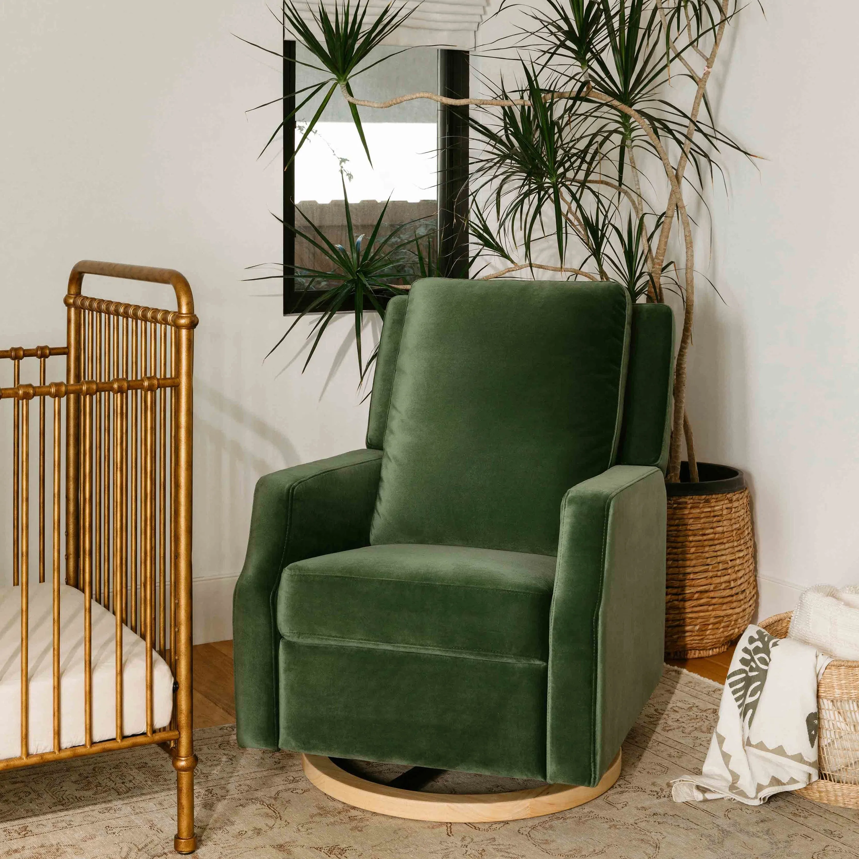Crewe Recliner and Swivel Glider with Wood Base