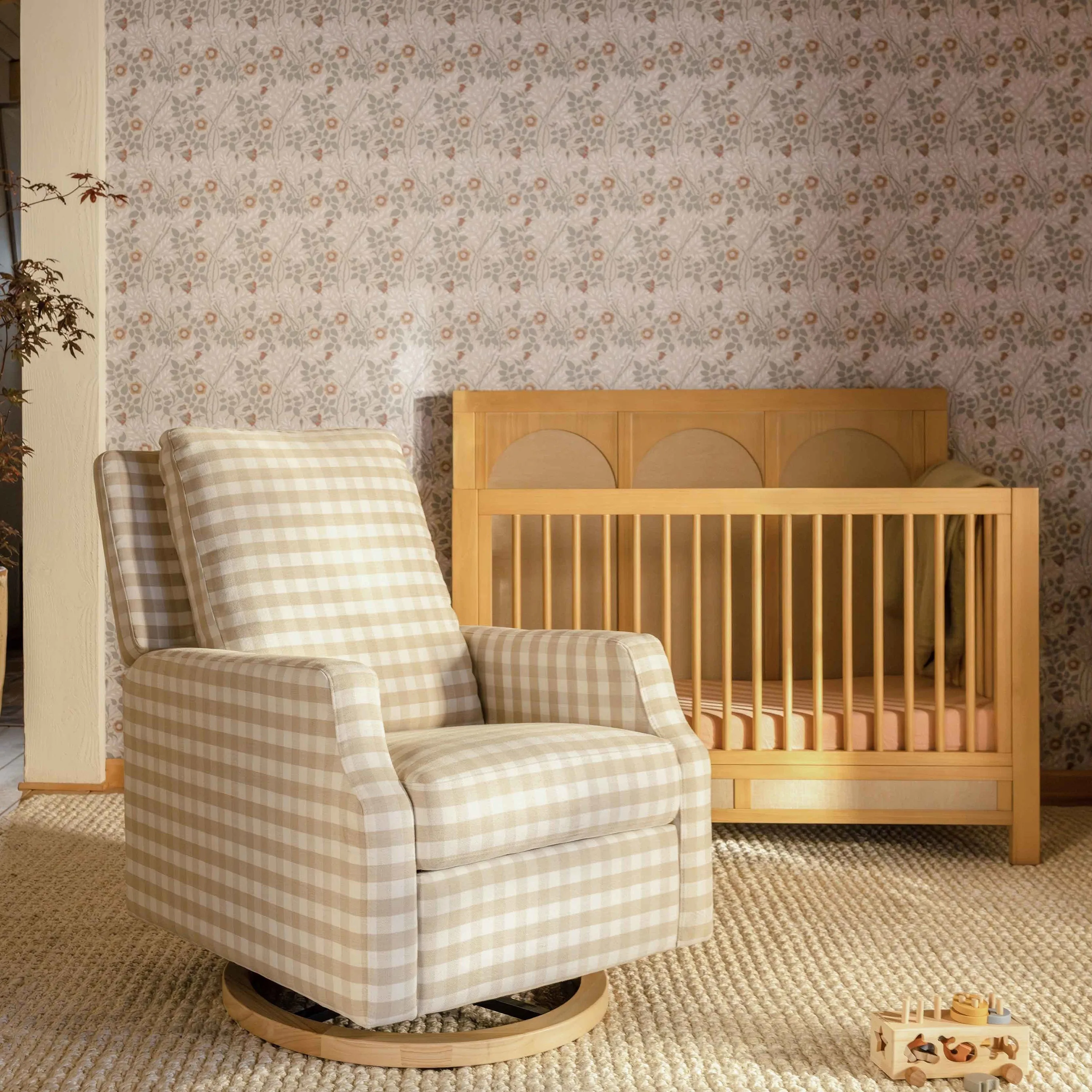 Crewe Recliner and Swivel Glider with Wood Base