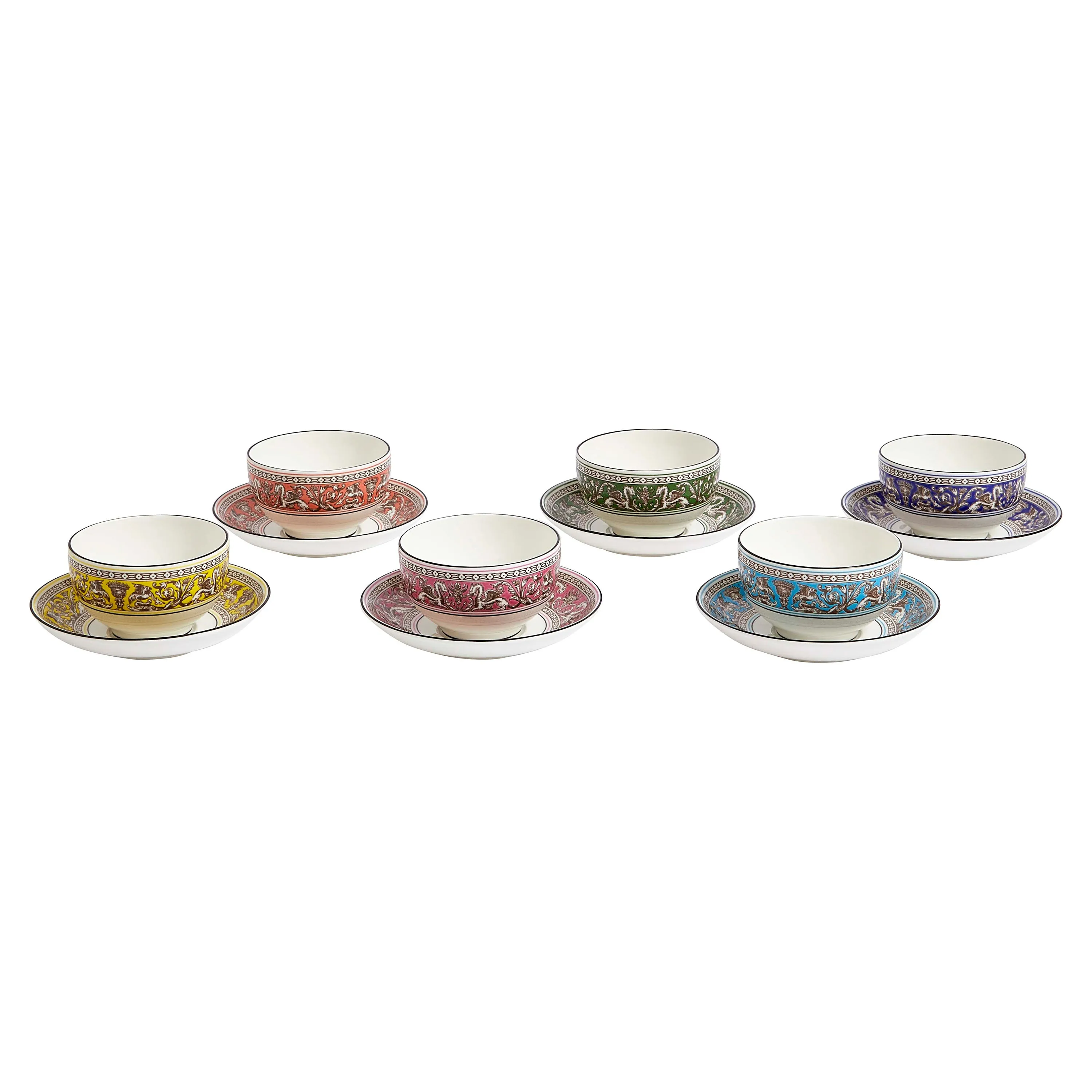 Florentine Turquoise Tea Bowl & Saucer (Set of 6)