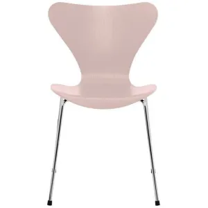 Fritz Hansen Series 7 Chair Colored Ash Pale Rose Bowl, Chromed Steel Base
