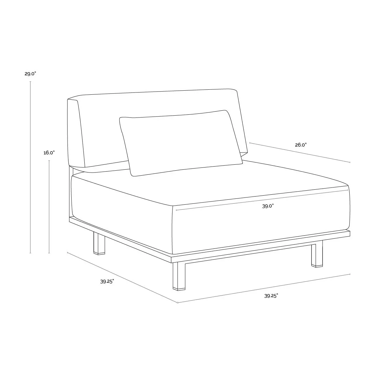 Geneve Outdoor Modular Armless Chair