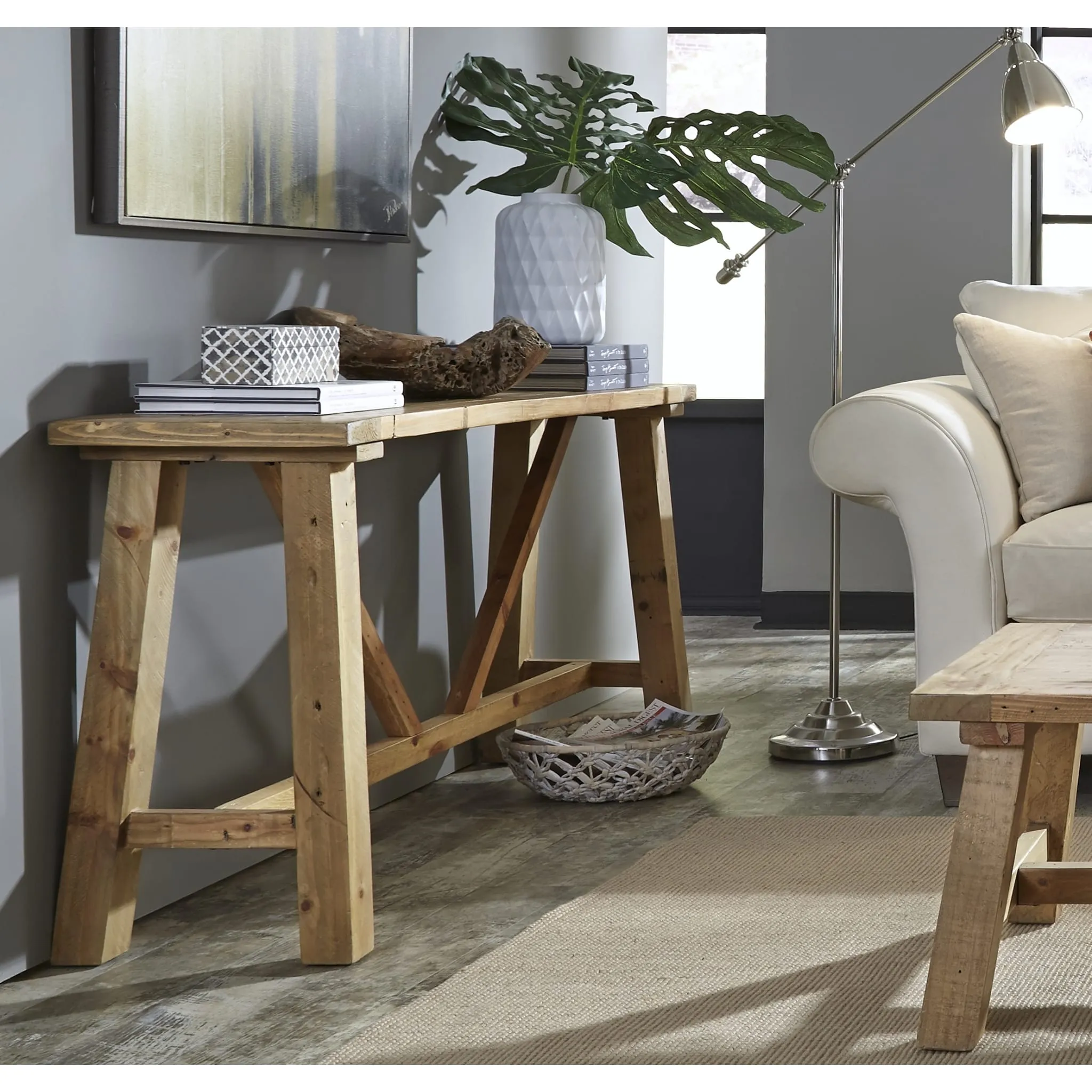 Harby Reclaimed Wood Console Table in Rustic Tawny Modus