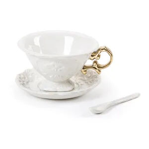 I-Wares Porcelain Tea Cup Set with Gold Handle