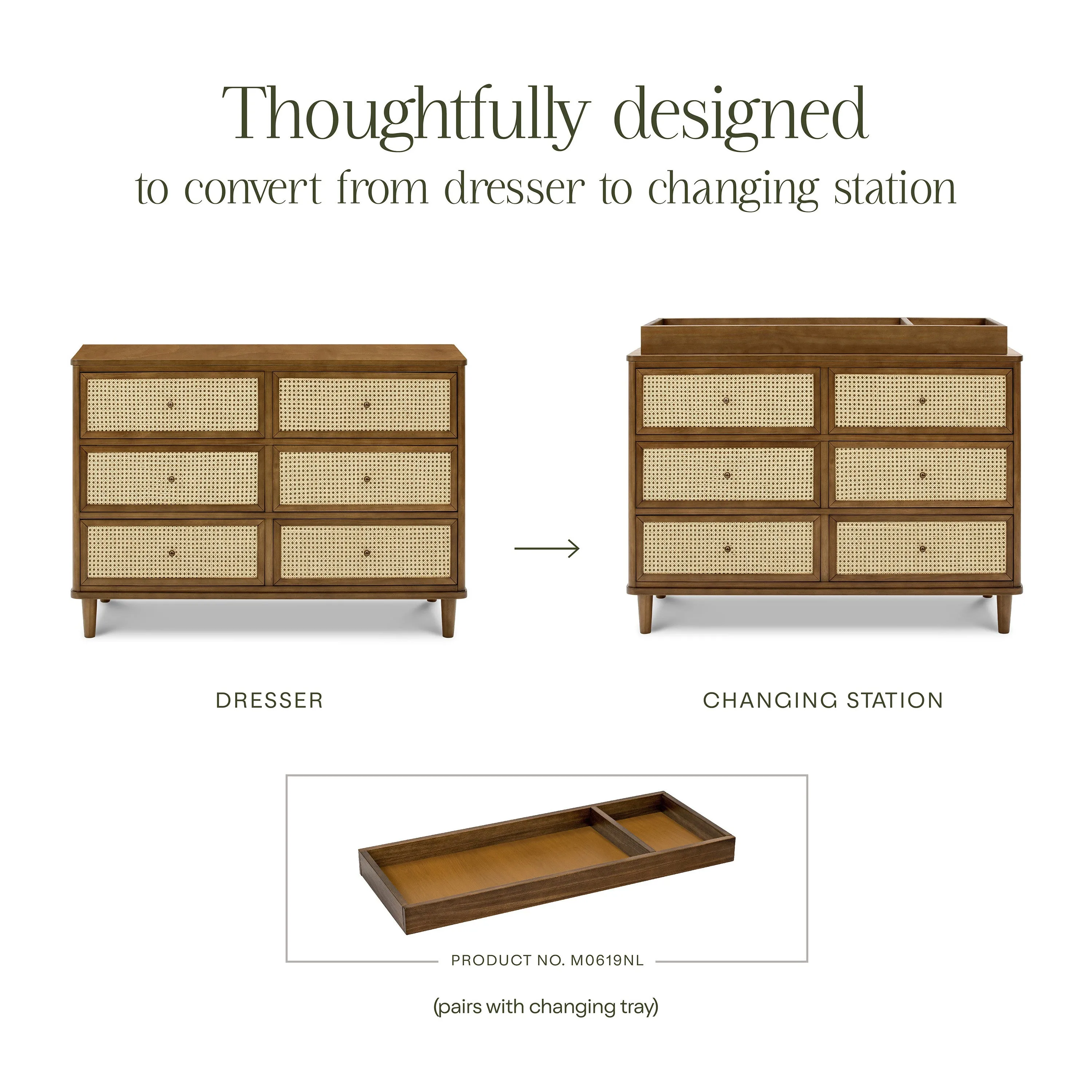 Marin with Cane 6 Drawer Dresser