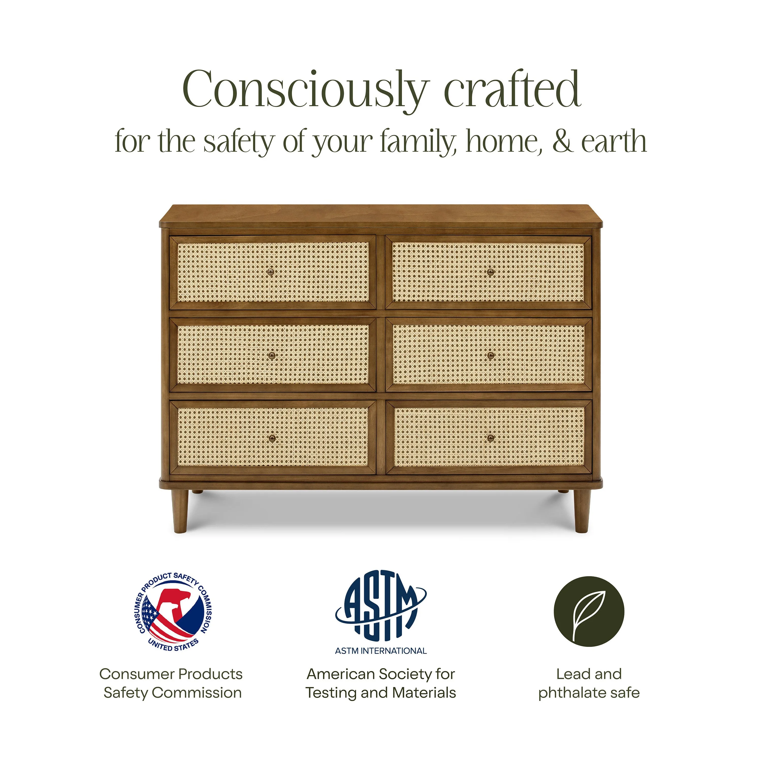 Marin with Cane 6 Drawer Dresser