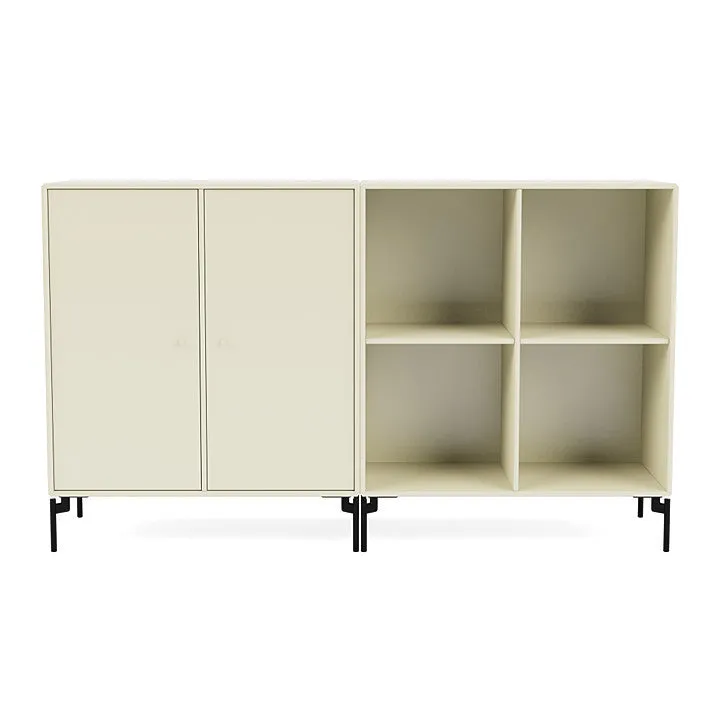 Montana Pair Classic Sideboard With Legs, Vanilla/Black