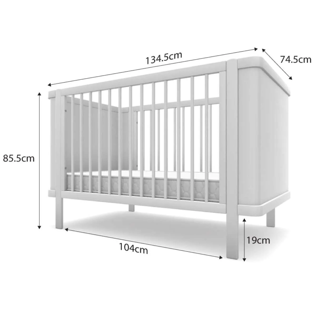 Orlando Contempo Cot - White Mocka