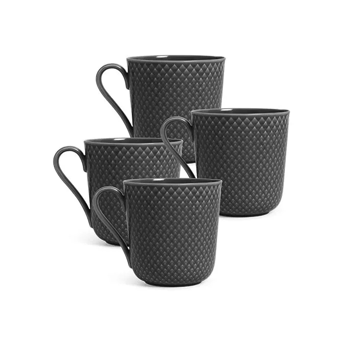 Rhombe Earth Mug with Handle (Set of 4)