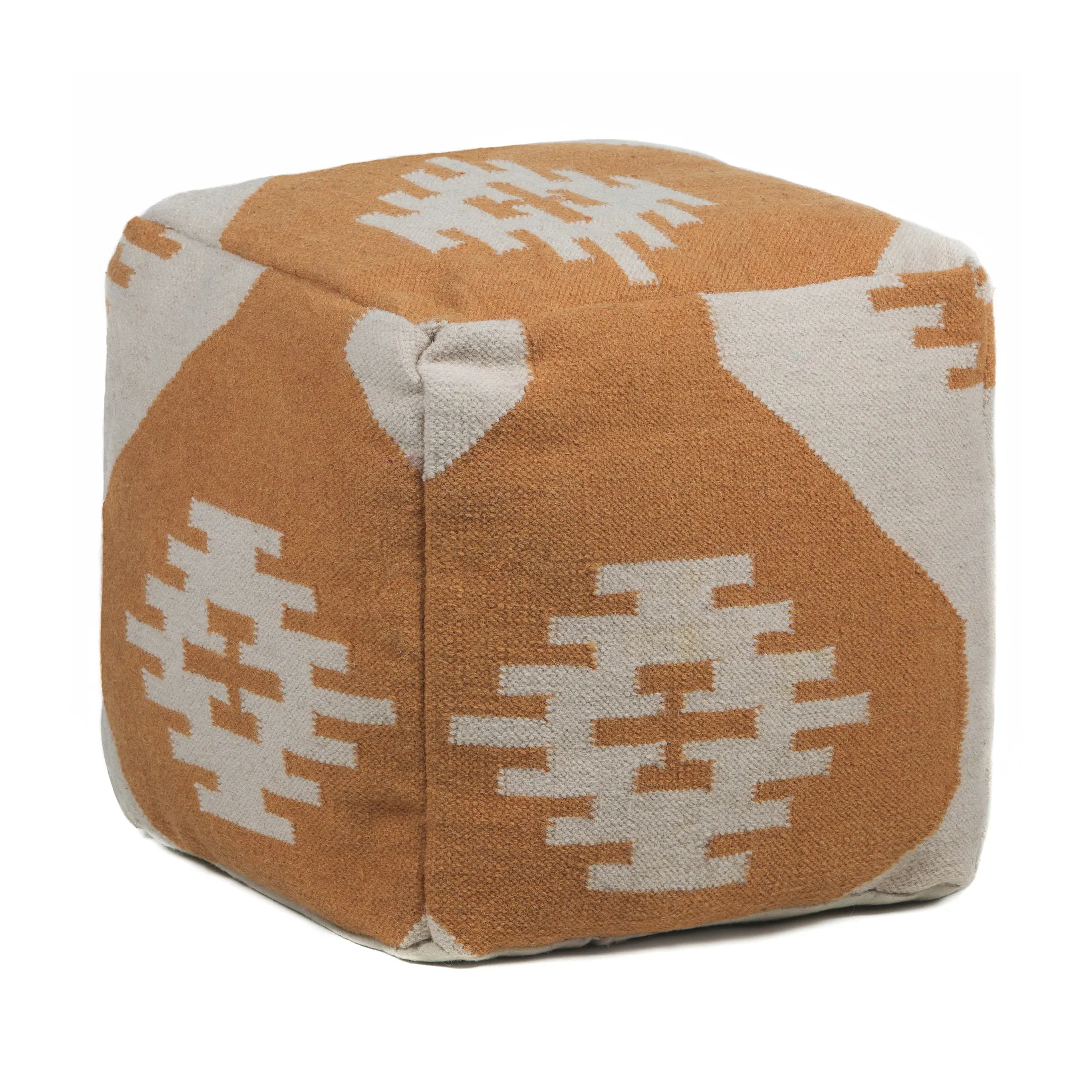 Textured Contemporary Wool Pouf