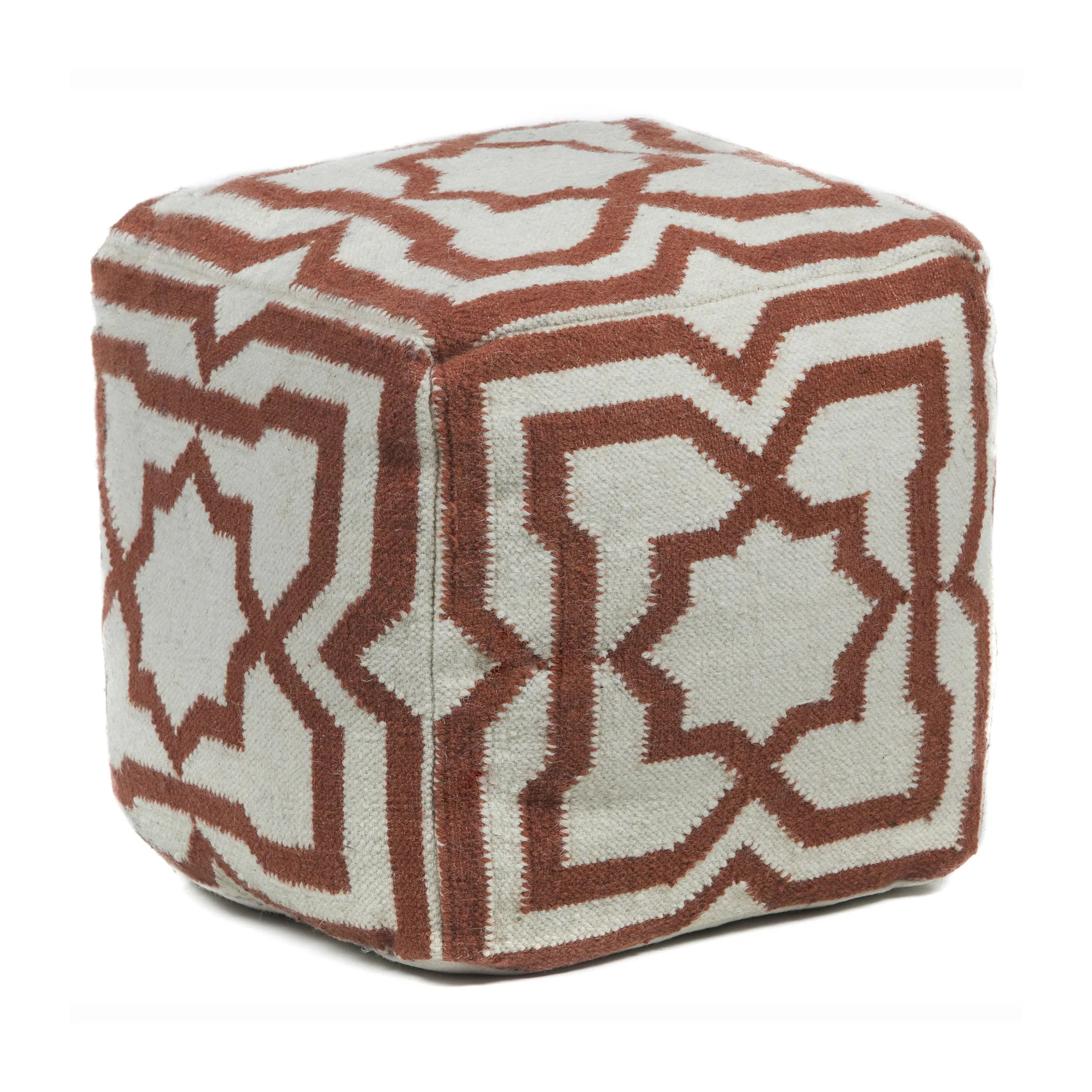 Textured Contemporary Wool Pouf