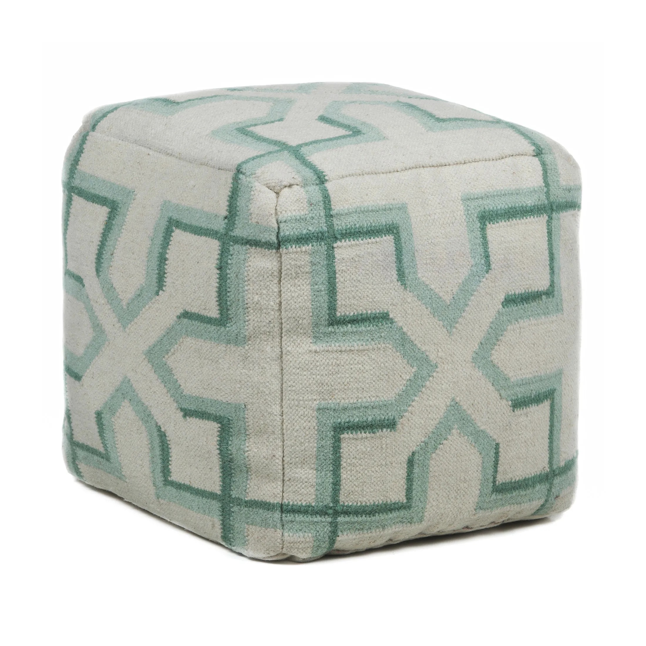 Textured Contemporary Wool Pouf