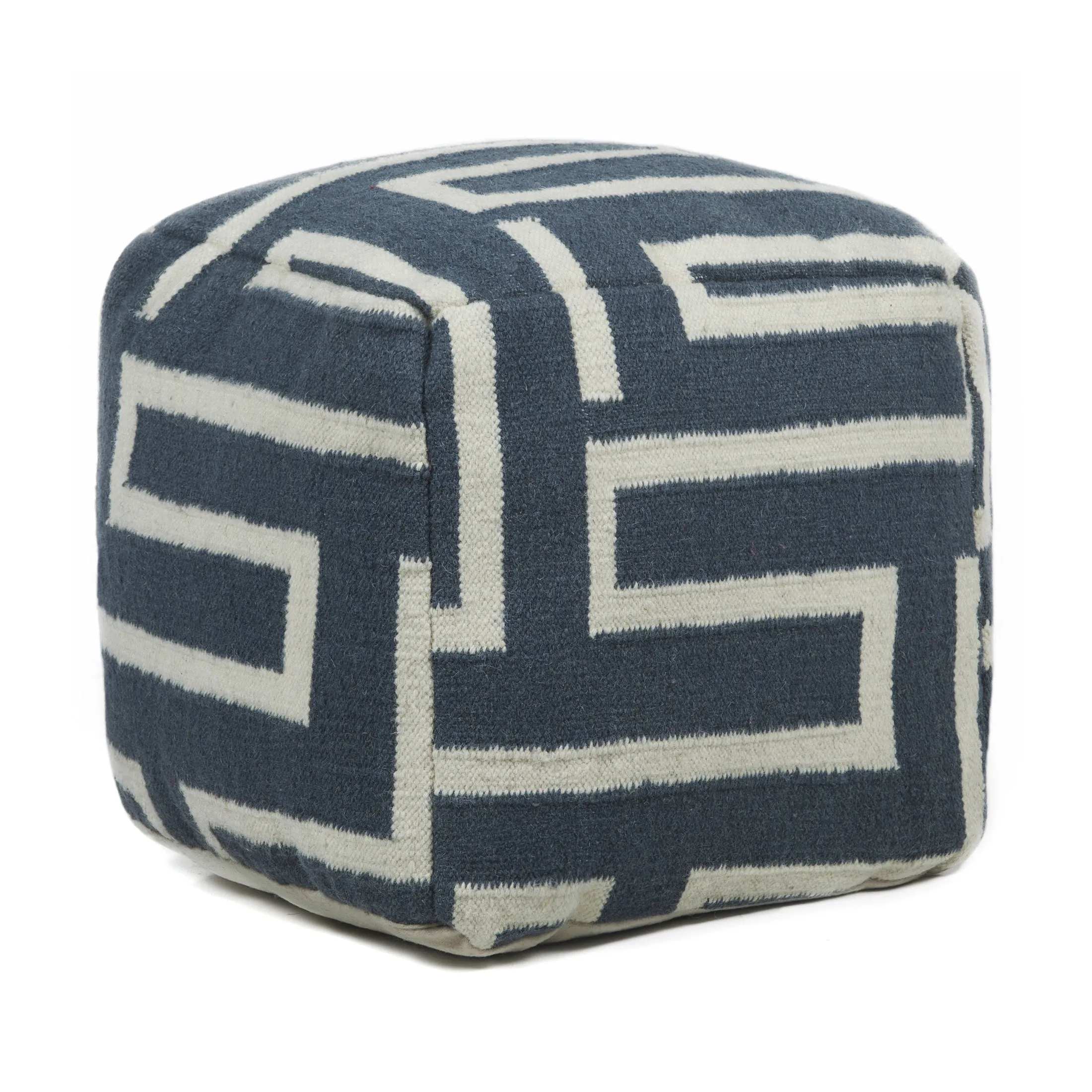 Textured Contemporary Wool Pouf