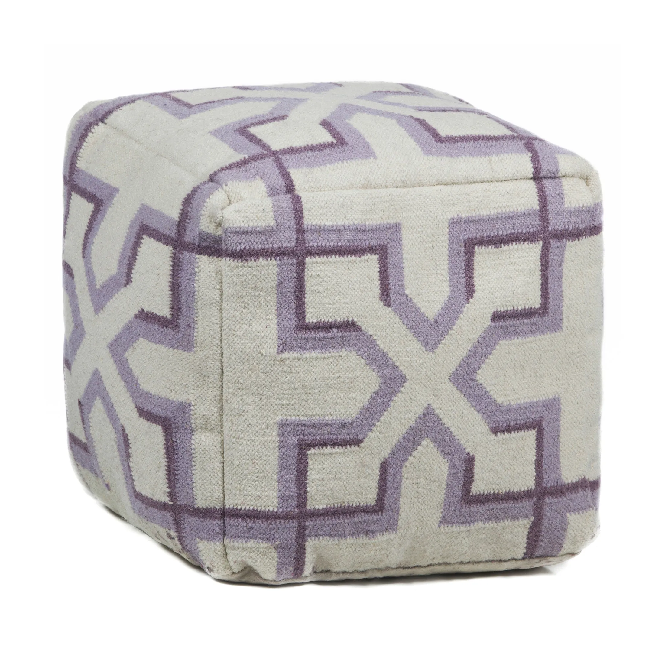 Textured Contemporary Wool Pouf