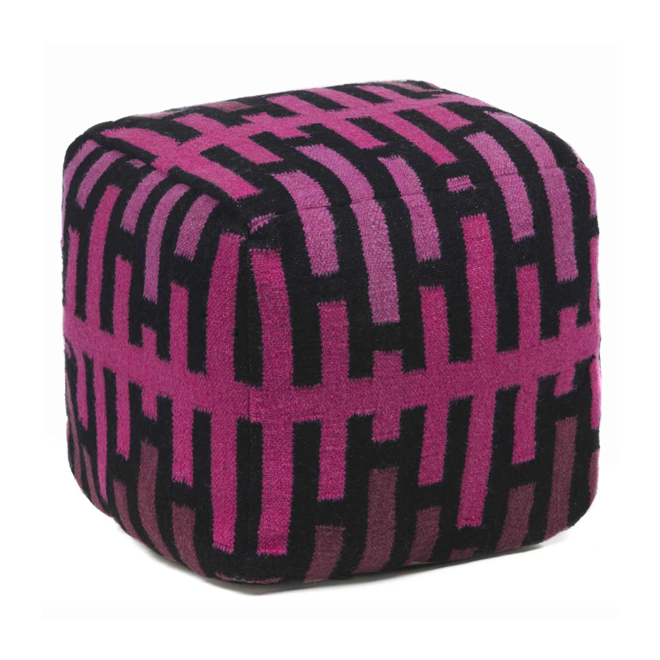 Textured Contemporary Wool Pouf