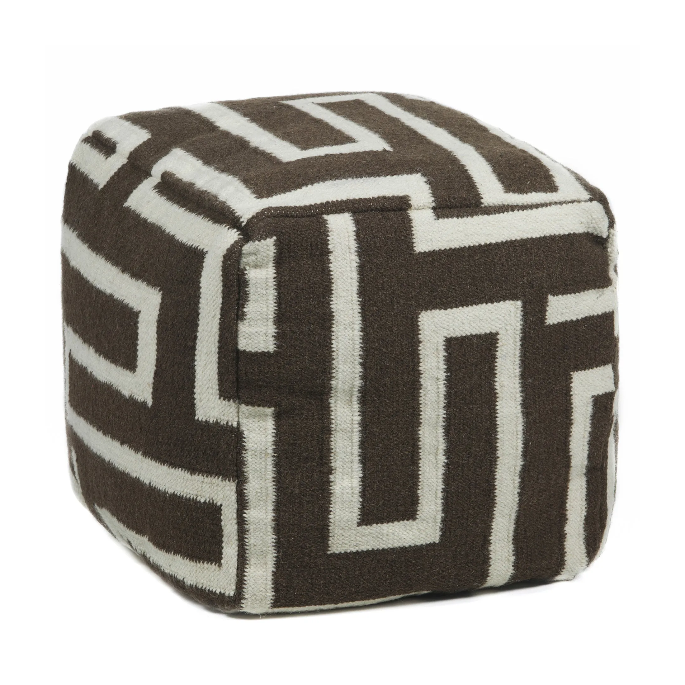 Textured Contemporary Wool Pouf