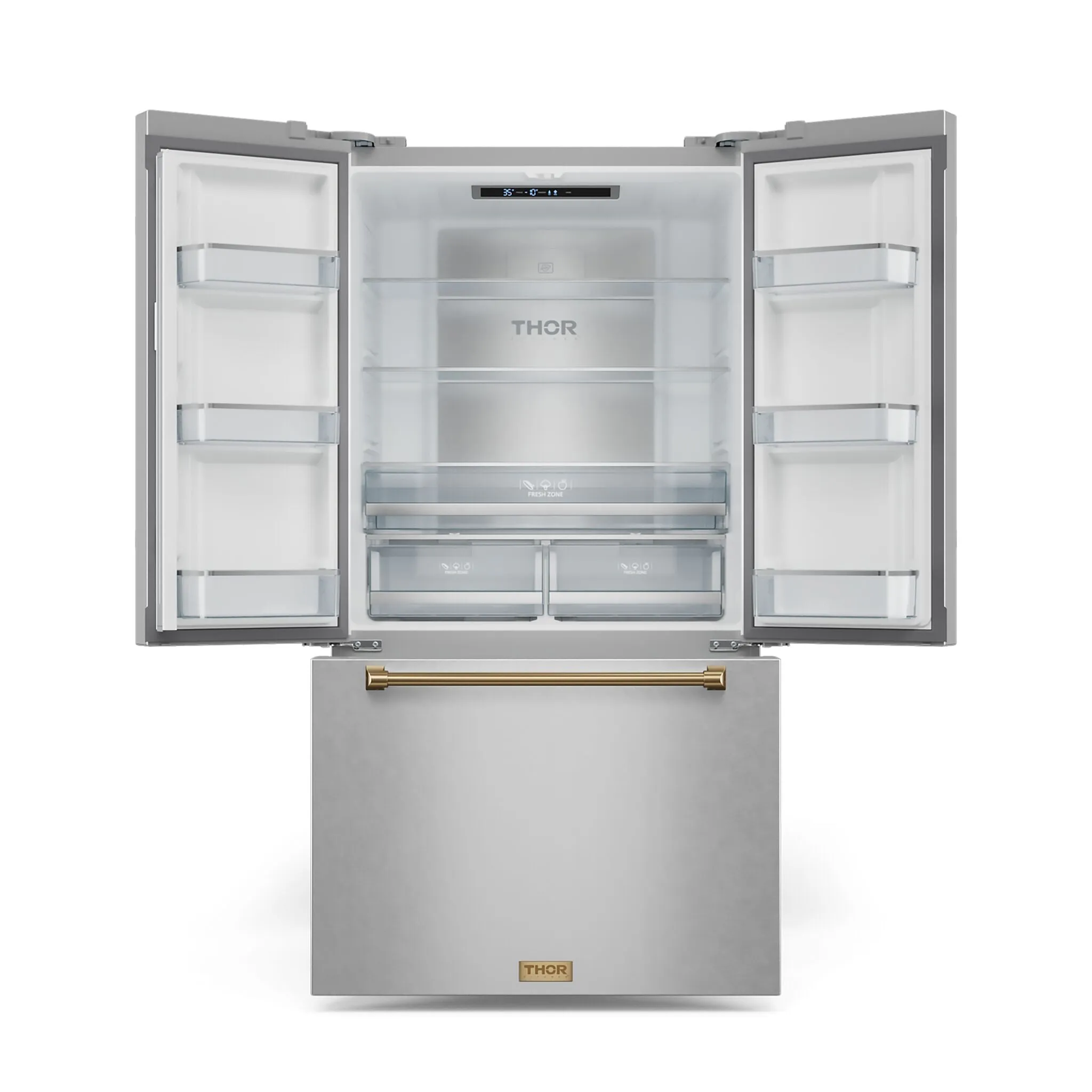 Thor Kitchen Stainless Steel French Door Counter-Depth Refrigerator with Ice Maker| Gordon Ramsay Collection (20.3 cu.ft.) - RF3621CTD99-BRZ