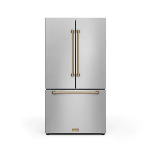Thor Kitchen Stainless Steel French Door Counter-Depth Refrigerator with Ice Maker| Gordon Ramsay Collection (20.3 cu.ft.) - RF3621CTD99-BRZ