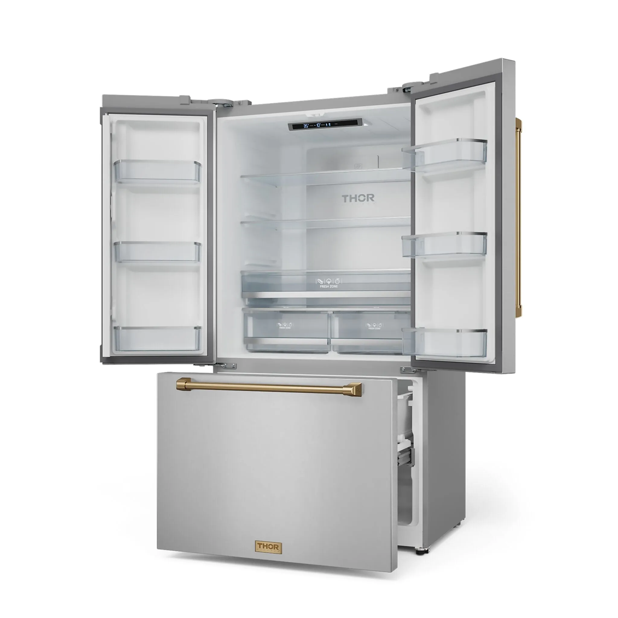 Thor Kitchen Stainless Steel French Door Counter-Depth Refrigerator with Ice Maker| Gordon Ramsay Collection (20.3 cu.ft.) - RF3621CTD99-BRZ