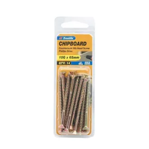 Zenith Chipboard Screw GP PHL 10G x 65mm (14pk)